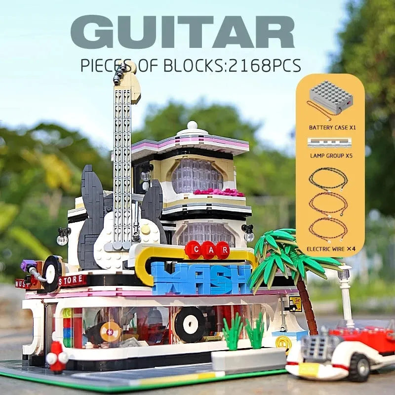 Mould King MOC Building Block Set: Guitar Car Wash Shop, Model K16002