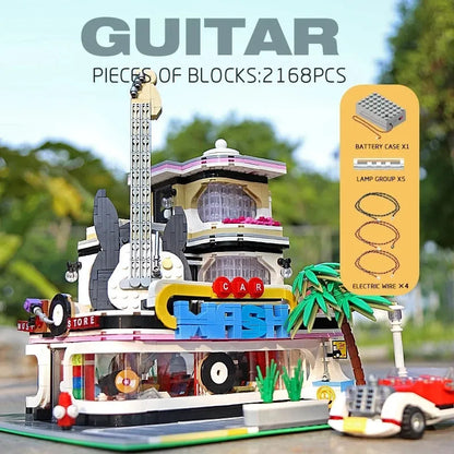 Mould King MOC Building Block Set: Guitar Car Wash Shop, Model K16002