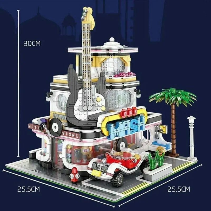Mould King MOC Building Block Set: Guitar Car Wash Shop, Model K16002