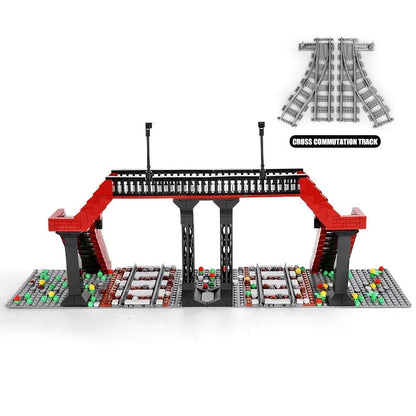 Mould King MOC Building Block Set: Railroad Crossing Train Railway 12008, Model K12008
