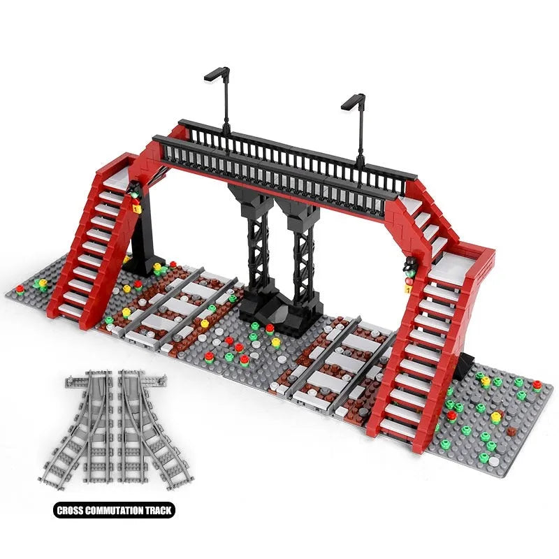 Mould King MOC Building Block Set: Railroad Crossing Train Railway 12008, Model K12008