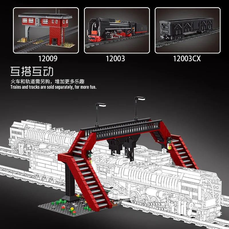 Mould King MOC Building Block Set: Railroad Crossing Train Railway 12008, Model K12008
