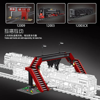 Mould King MOC Building Block Set: Railroad Crossing Train Railway 12008, Model K12008