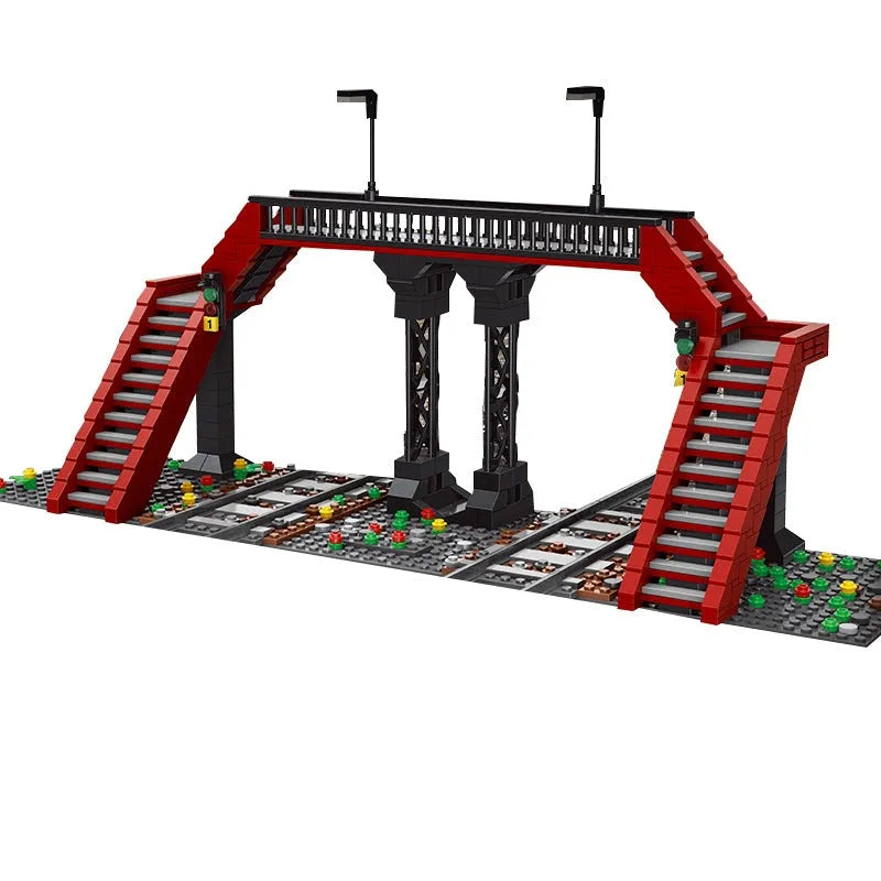 Mould King MOC Building Block Set: Railroad Crossing Train Railway 12008, Model K12008