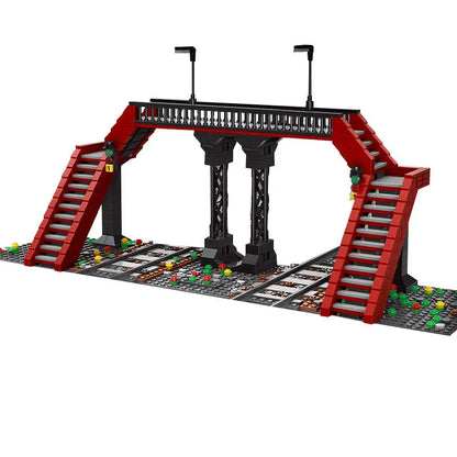 Mould King MOC Building Block Set: Railroad Crossing Train Railway 12008, Model K12008