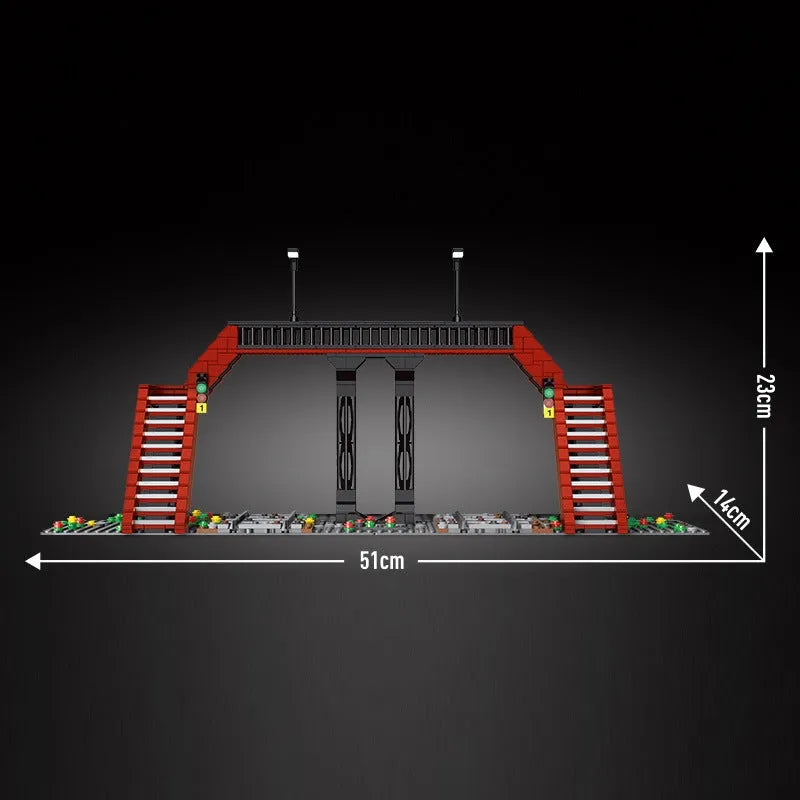 Mould King MOC Building Block Set: Railroad Crossing Train Railway 12008, Model K12008