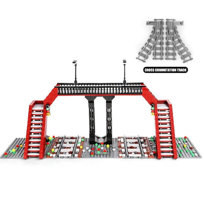 Mould King MOC Building Block Set: Railroad Crossing Train Railway 12008, Model K12008