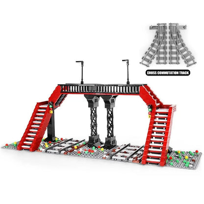 Mould King MOC Building Block Set: Railroad Crossing Train Railway 12008, Model K12008