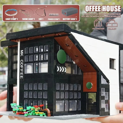 Mould King MOC Building Block Set: Street Expert Modern Coffee House 16036, Model K16036