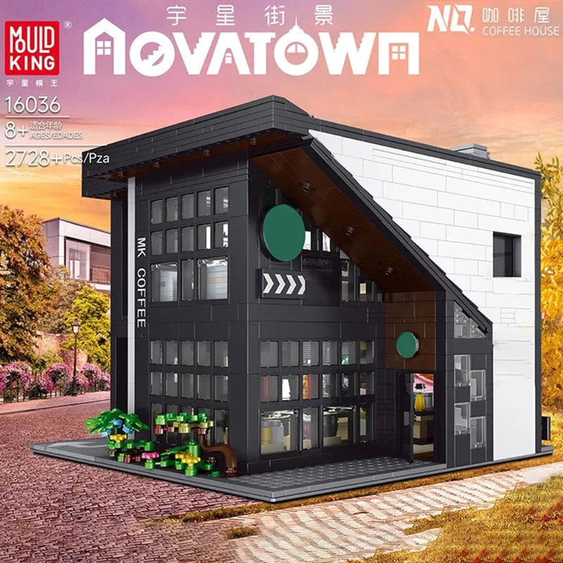 Mould King MOC Building Block Set: Street Expert Modern Coffee House 16036, Model K16036