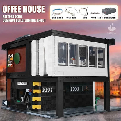 Mould King MOC Building Block Set: Street Expert Modern Coffee House 16036, Model K16036