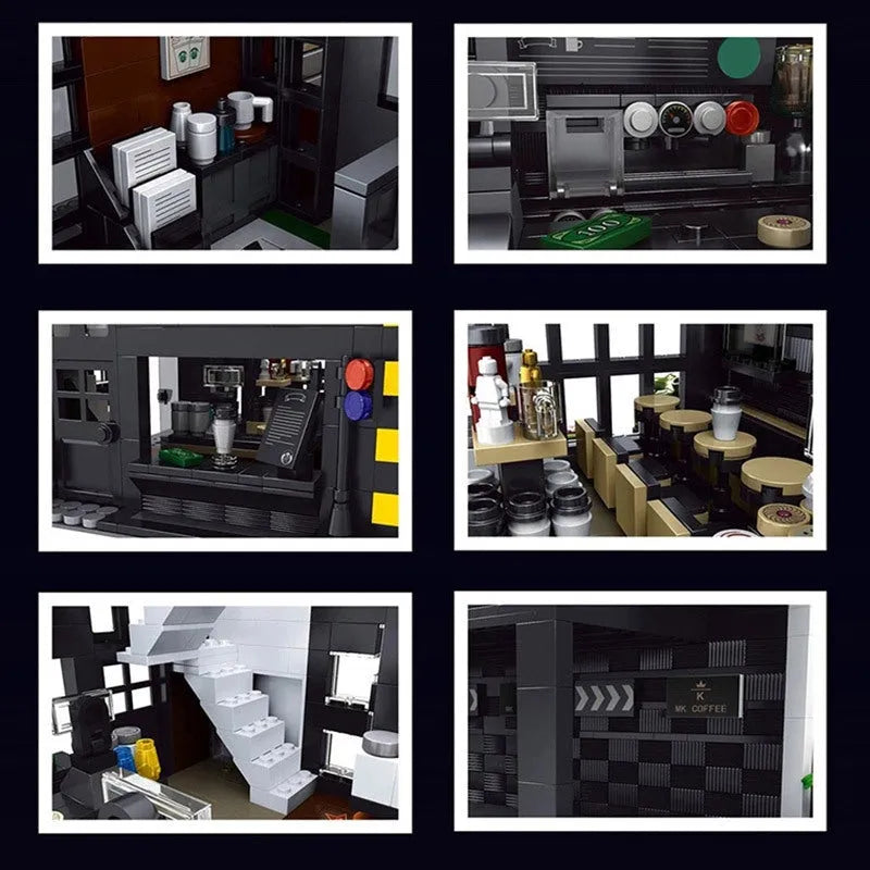 Mould King MOC Building Block Set: Street Expert Modern Coffee House 16036, Model K16036