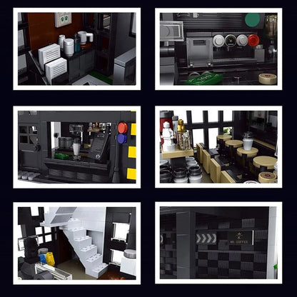 Mould King MOC Building Block Set: Street Expert Modern Coffee House 16036, Model K16036