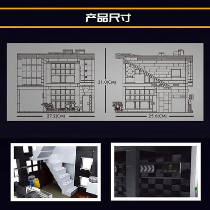 Mould King MOC Building Block Set: Street Expert Modern Coffee House 16036, Model K16036