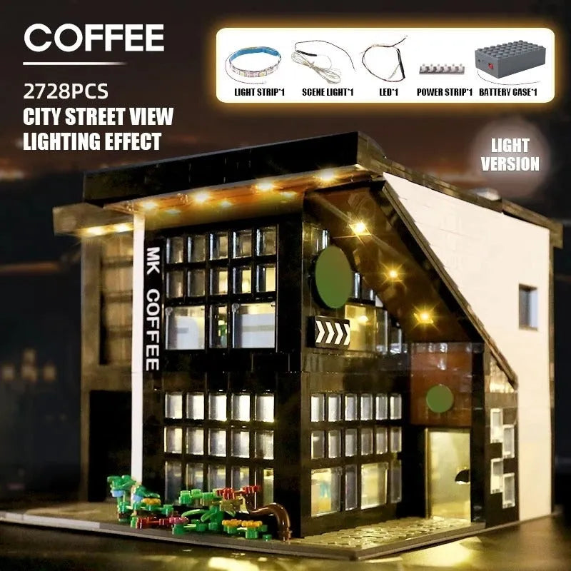 Mould King MOC Building Block Set: Street Expert Modern Coffee House 16036, Model K16036