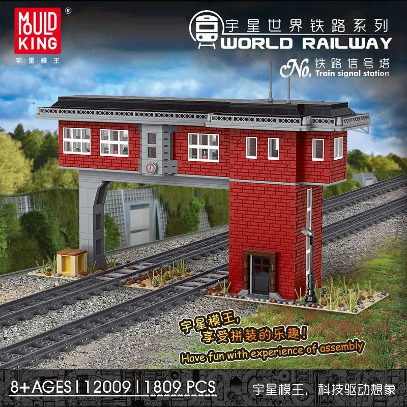 Mould King MOC Building Block Set: Train Signal Station Railway 12009, Model K12009