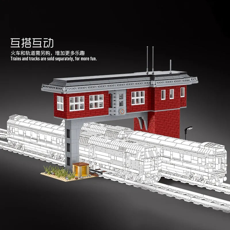 Mould King MOC Building Block Set: Train Signal Station Railway 12009, Model K12009
