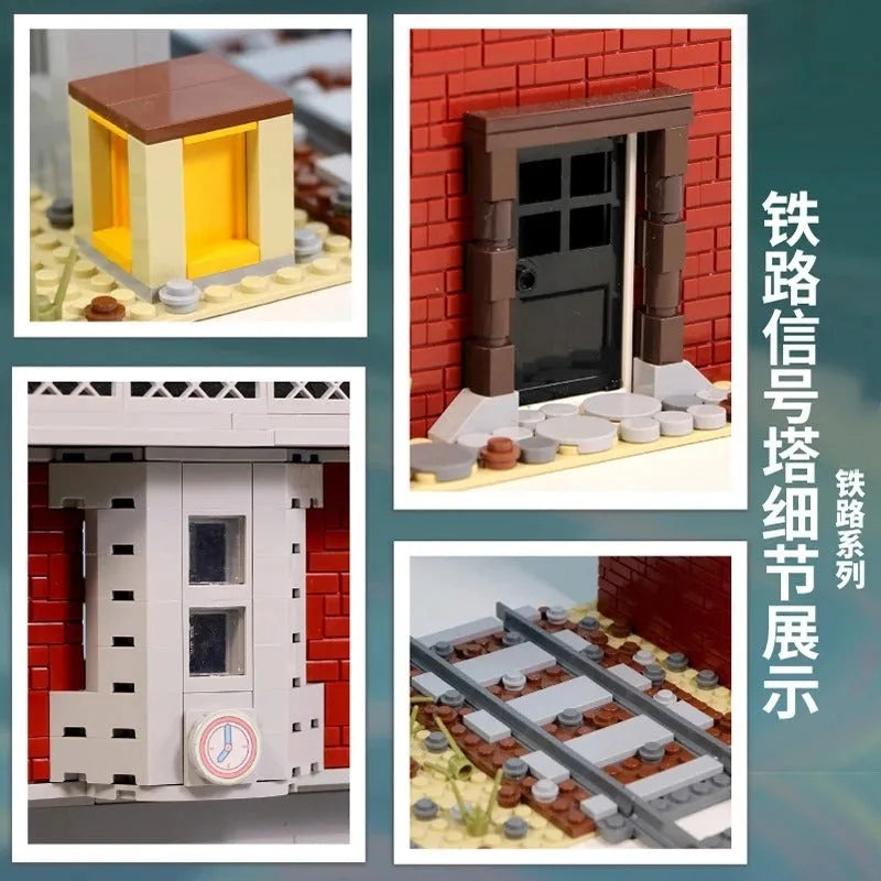 Mould King MOC Building Block Set: Train Signal Station Railway 12009, Model K12009