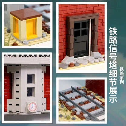 Mould King MOC Building Block Set: Train Signal Station Railway 12009, Model K12009