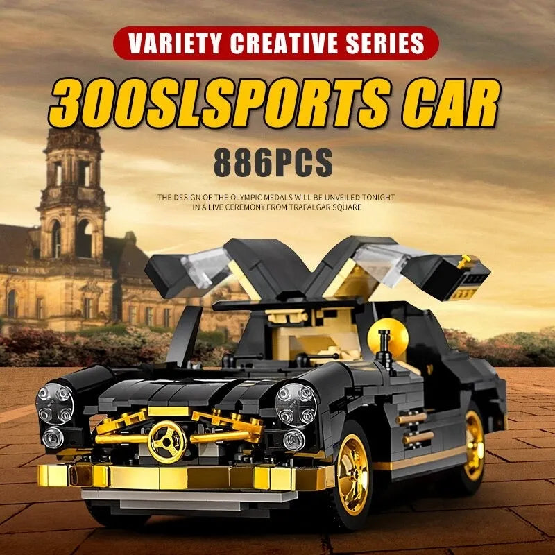 Mould King MOC Building Block Set: Classic Mercedes Benz 300SL Gullwing Sports Car, Model 10005