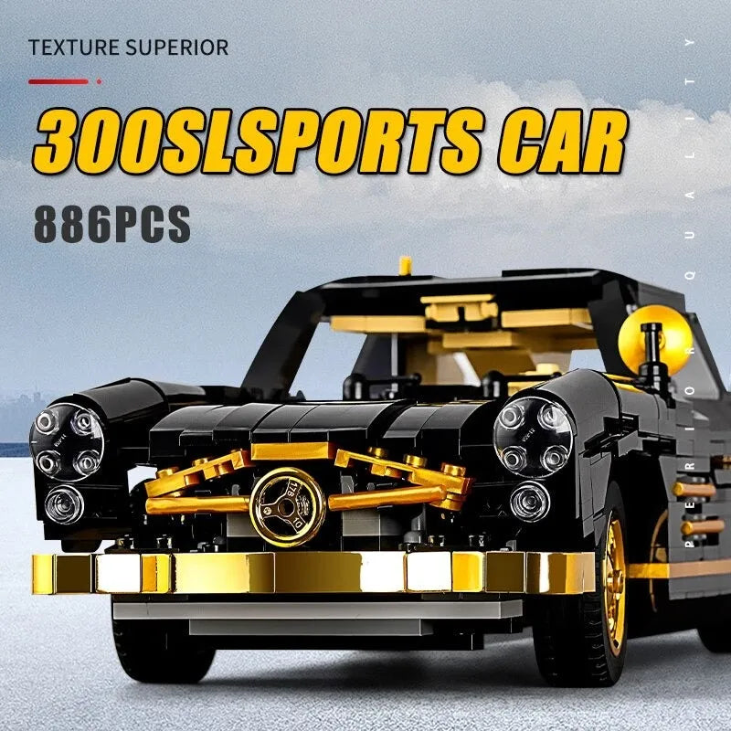 Mould King MOC Building Block Set: Classic Mercedes Benz 300SL Gullwing Sports Car, Model 10005