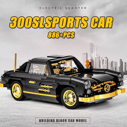 Mould King MOC Building Block Set: Classic Mercedes Benz 300SL Gullwing Sports Car, Model 10005