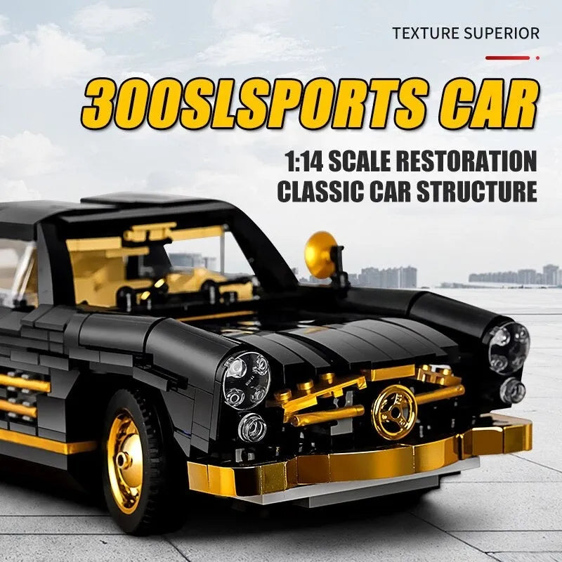 Mould King MOC Building Block Set: Classic Mercedes Benz 300SL Gullwing Sports Car, Model 10005