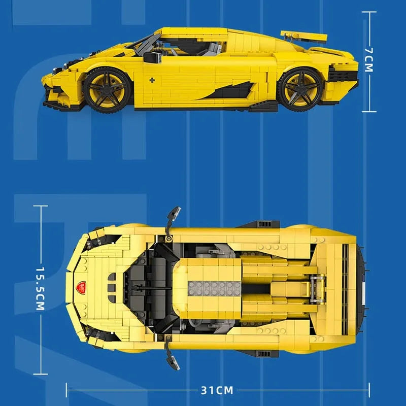 Mould King MOC Building Block Set: Classic Sports Racing Car Koenigsegg Regera, Model 10018