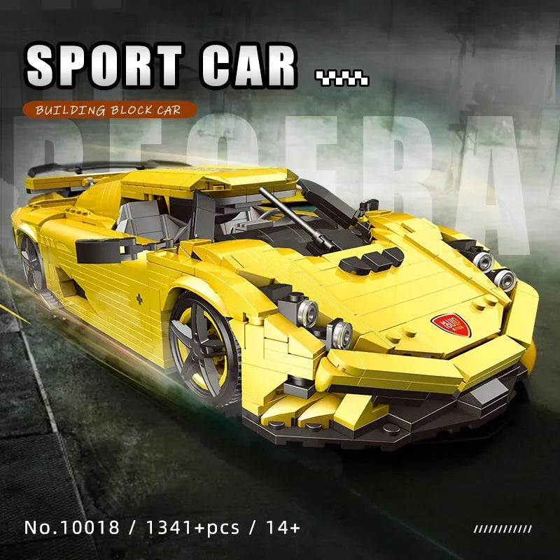 Mould King MOC Building Block Set: Classic Sports Racing Car Koenigsegg Regera, Model 10018