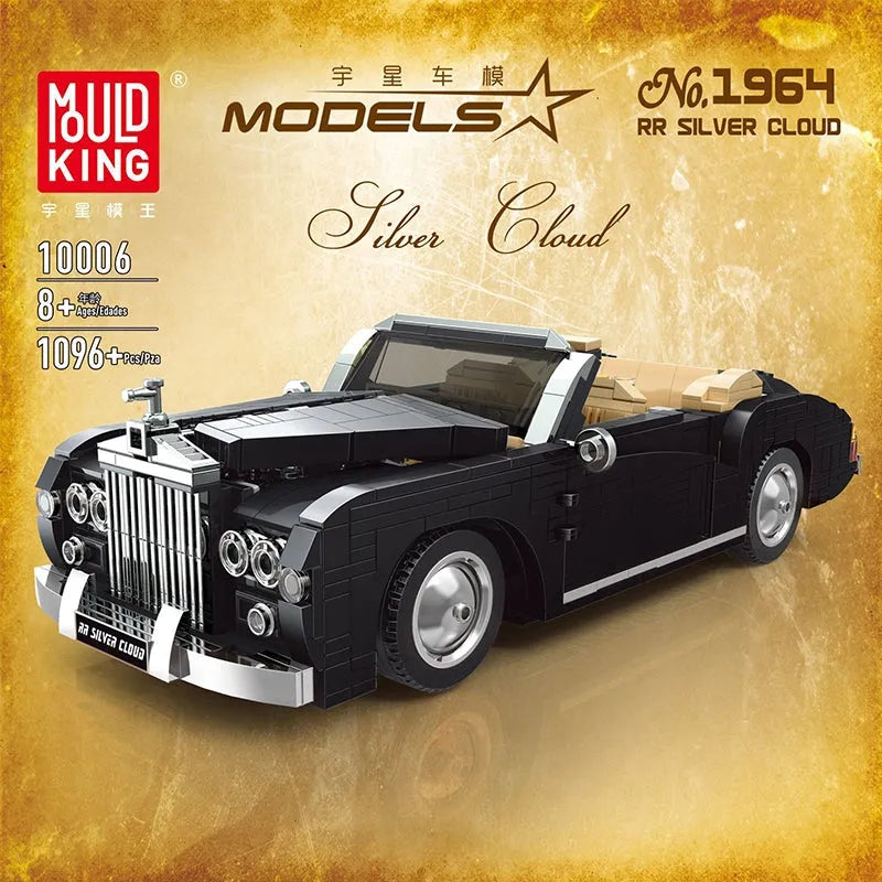 Mould King MOC Building Block Set: Classic Vintage Car RR Sliver Cloud Retro 10006, Model K10006