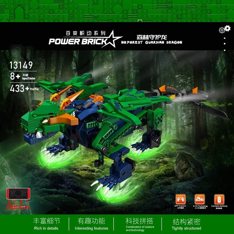 Mould King MOC Motorized Building Block Set: Forest Guard Dragon Robot RC 13149, Model K13149