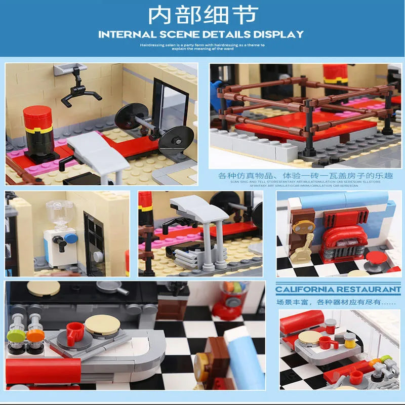 Mould King MOC Building Block Set: California Downtown Diners, Model K16001