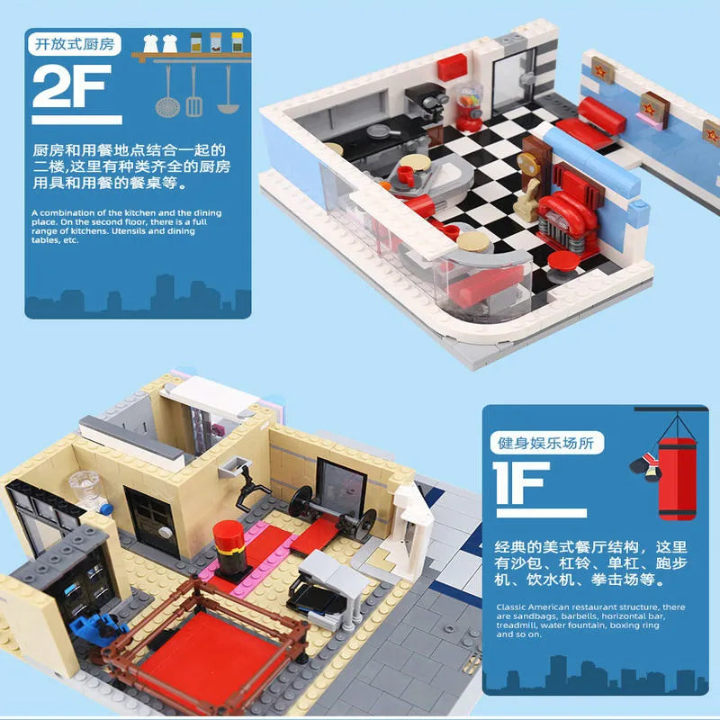 Mould King MOC Building Block Set: California Downtown Diners, Model K16001