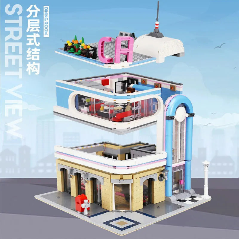 Mould King MOC Building Block Set: California Downtown Diners, Model K16001