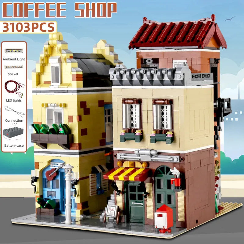 Mould King MOC Building Block Set: Coffee House Shop 16008, Model K16008