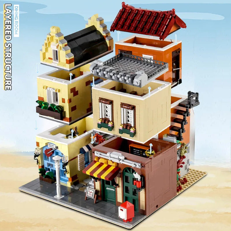 Mould King MOC Building Block Set: Coffee House Shop 16008, Model K16008