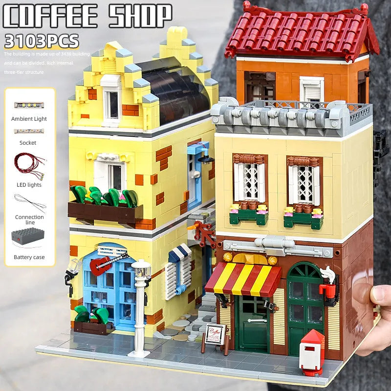 Mould King MOC Building Block Set: Coffee House Shop 16008, Model K16008