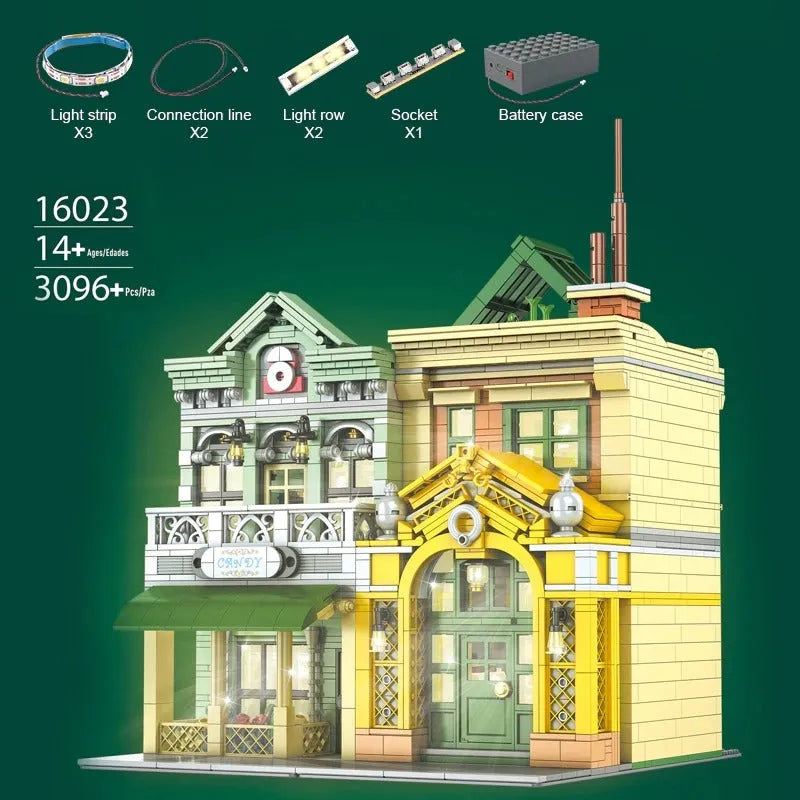 Mould King MOC Building Block Set: French Restaurant LED 16023, Model YX16023