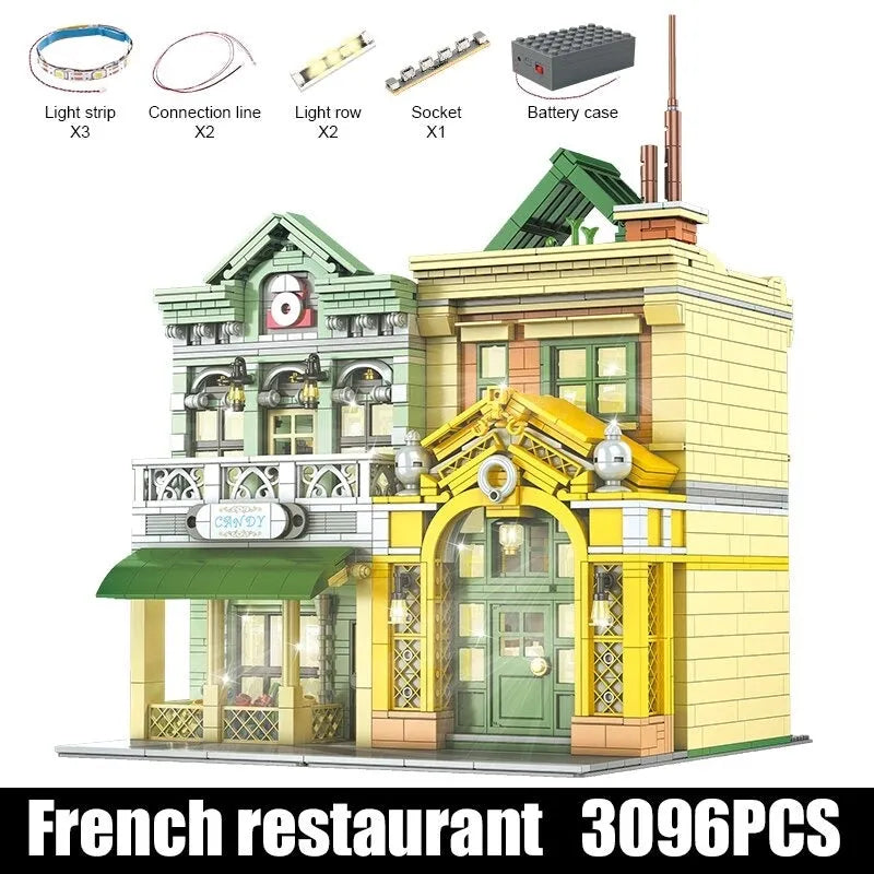Mould King MOC Building Block Set: French Restaurant LED 16023, Model YX16023