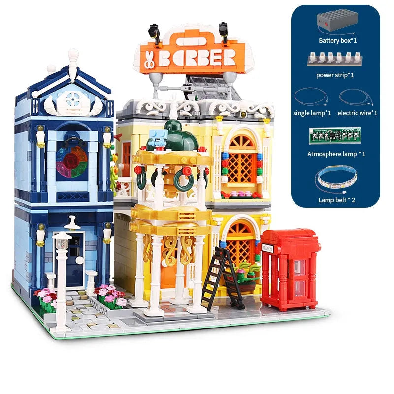 Mould King MOC Building Block Set: Experts City Barber Shop 16031, Model K16031