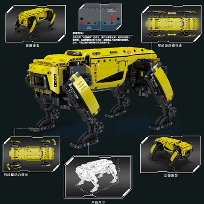 Mould King MOC Motorized Building Block Set: APP RC Yellow Dog Robots STEM, Model 15066