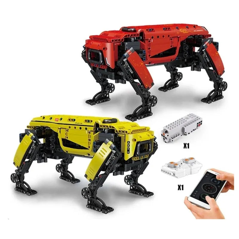 Mould King MOC Motorized Building Block Set: APP RC Yellow Dog Robots STEM, Model 15066