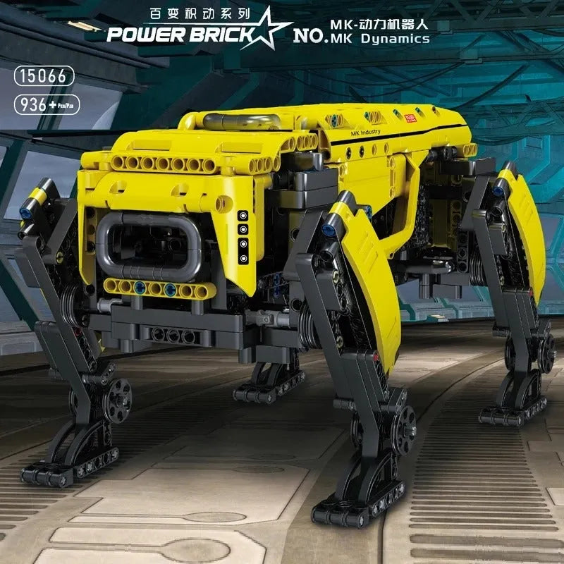 Mould King MOC Motorized Building Block Set: APP RC Yellow Dog Robots STEM, Model 15066