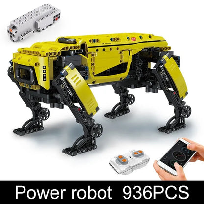 Mould King MOC Motorized Building Block Set: APP RC Yellow Dog Robots STEM, Model 15066