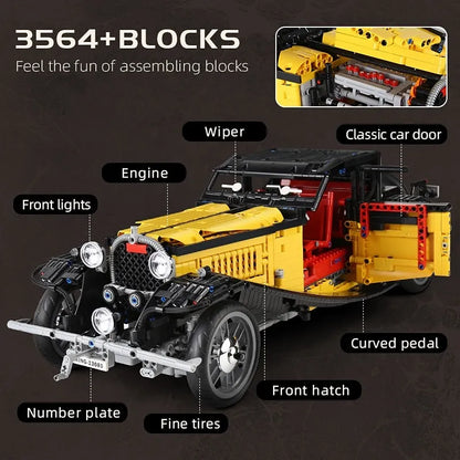 Mould King MOC Motorized Building Block Set: RC APP Vintage T50 Car 13080D