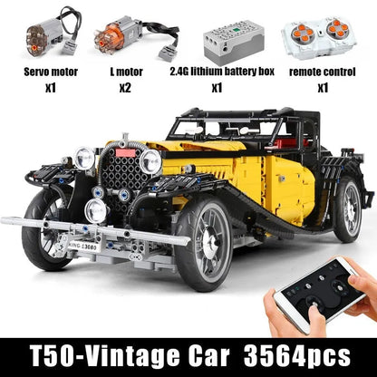 Mould King MOC Motorized Building Block Set: RC APP Vintage T50 Car 13080D