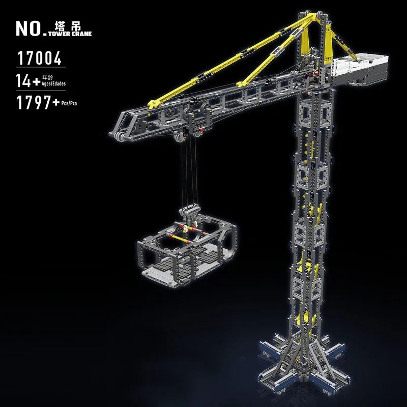 Mould King MOC Building Block Set: Motorized RC APP Tower Crane 17004, Model K17004
