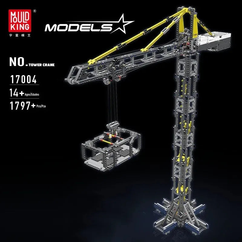 Mould King MOC Building Block Set: Motorized RC APP Tower Crane 17004, Model K17004