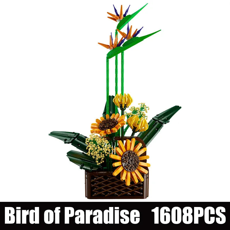Mould King MOC Building Block Set: Flower Bouquet Potted Birds Of Paradise Plant, Model K10024