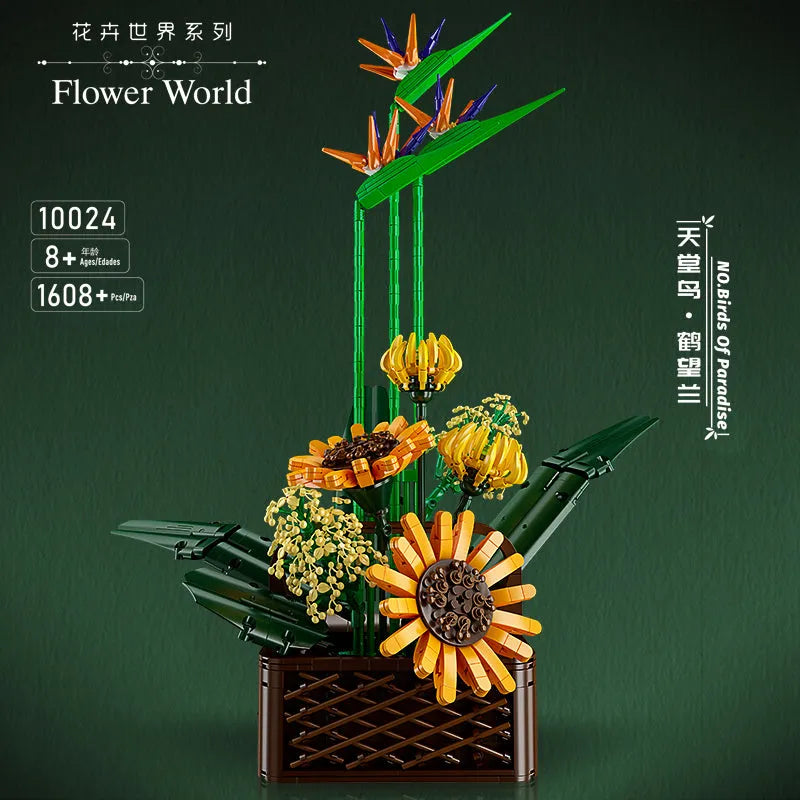 Mould King MOC Building Block Set: Flower Bouquet Potted Birds Of Paradise Plant, Model K10024